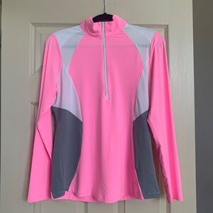 Annika Cutter & Buck Pink/White/Gray 1/4 Zip Pullover Top sz M